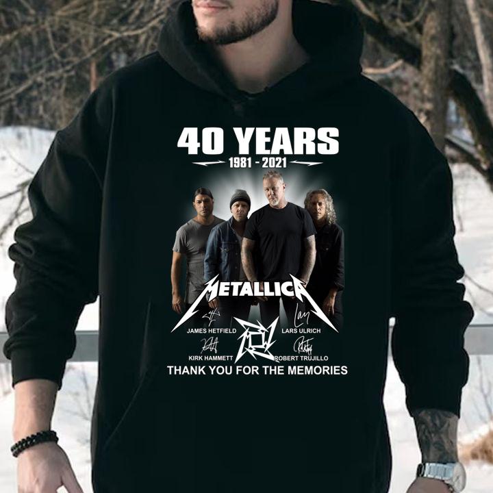 40 Years Metallica anniversary 1981-2021 signature thanks you for the memories t-shirt