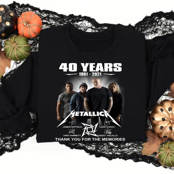 40 Years Metallica anniversary 1981-2021 signature thanks you for the memories t-shirt