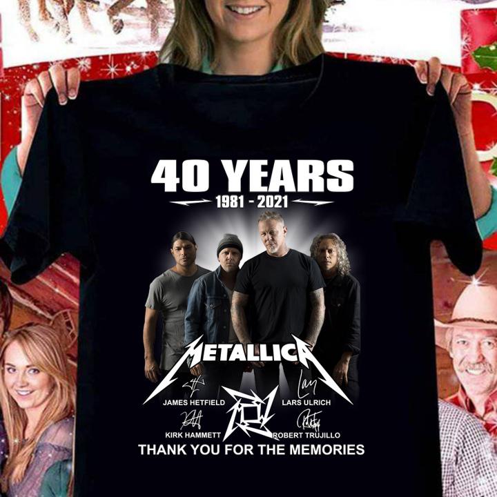 40 Years Metallica anniversary 1981-2021 signature thanks you for the memories t-shirt