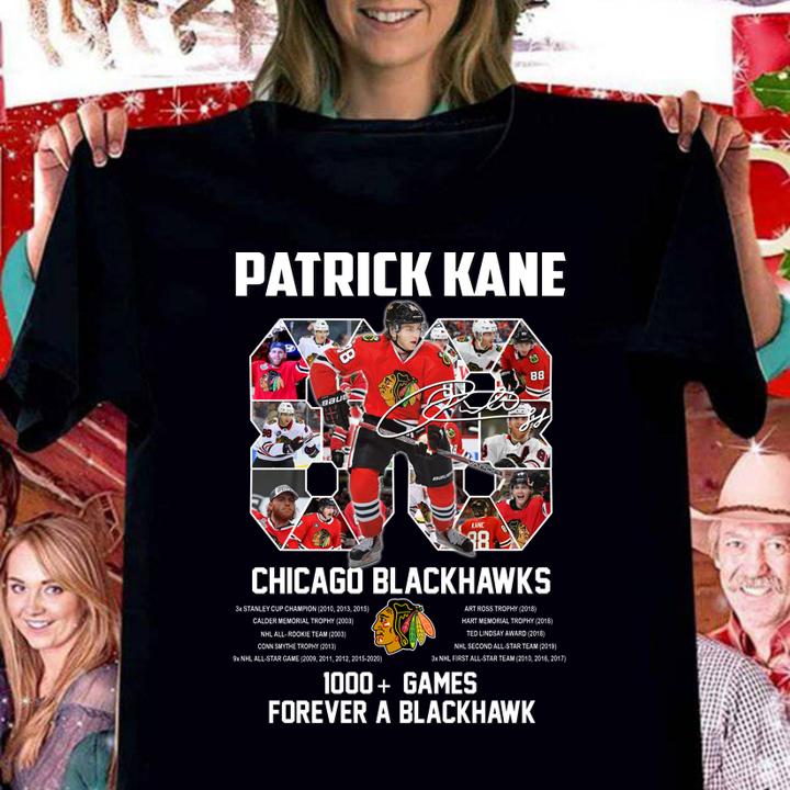 No. 88 Patrick Kane Chicago Blackhawks 1000 Games Forever A Blackhawks t-shirt