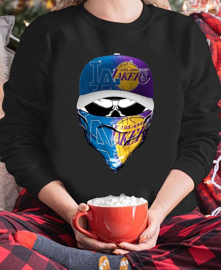 Skull Mask Los Angeles Dodgers And Los Angeles Lakers t-shirt sweatshirt