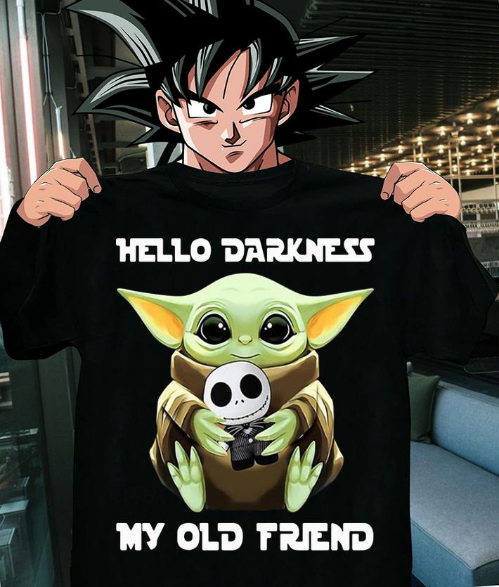 Star Wars Baby Yoda Hug Jack Skellington Hello Darkness My Old Friend t-shirt