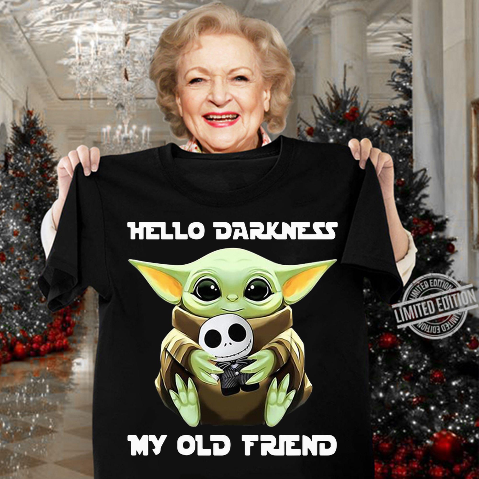 Star Wars Baby Yoda Hug Jack Skellington Hello Darkness My Old Friend t-shirt Star Wars Baby Yoda Hug Jack Skellington Hello Darkness My Old Friend t-shirt