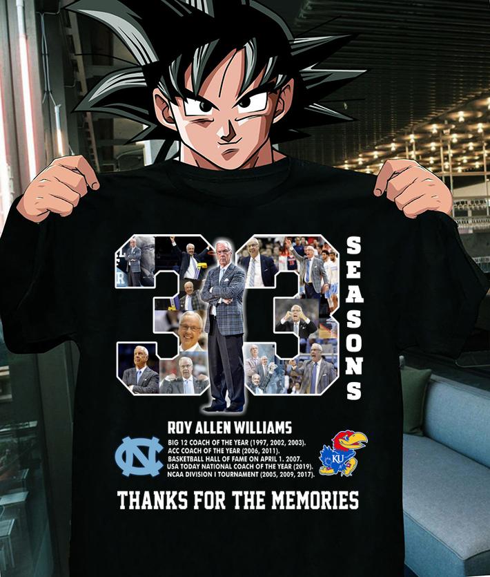33 Seasons Roy Allen Williams Thanks For The Memories t-shirt