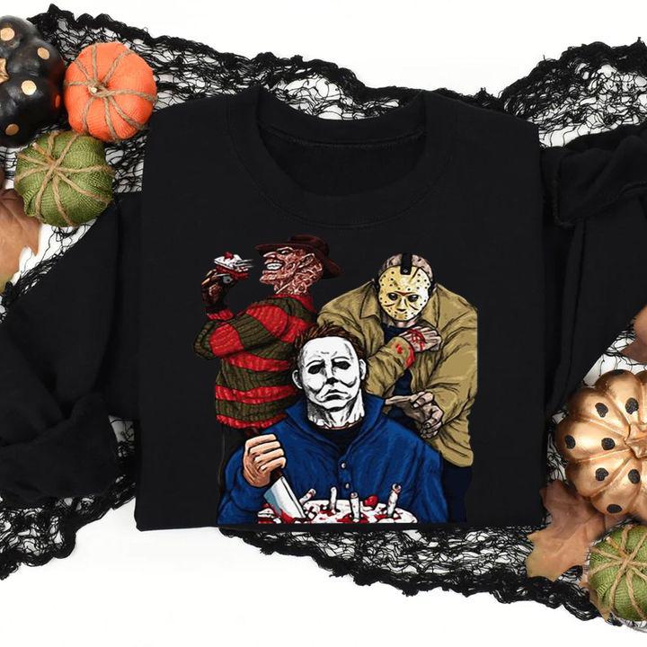 Halloween Horror Characters Freddy Krueger Jason Voorhees And Michael t-shirt