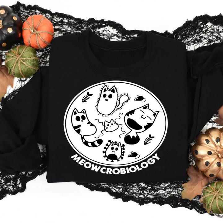 Microbiology mashup Cats Meowcrobiology Meow t-shirt