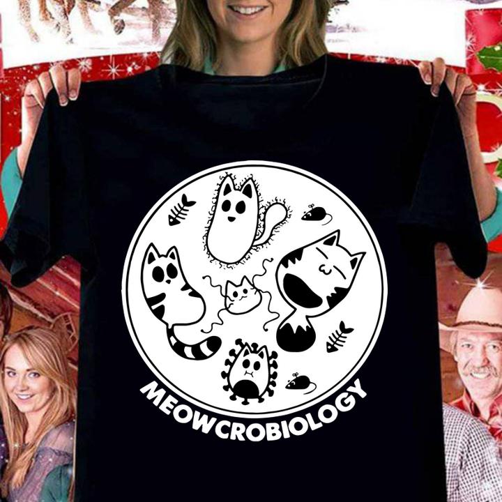 Microbiology mashup Cats Meowcrobiology Meow t-shirt