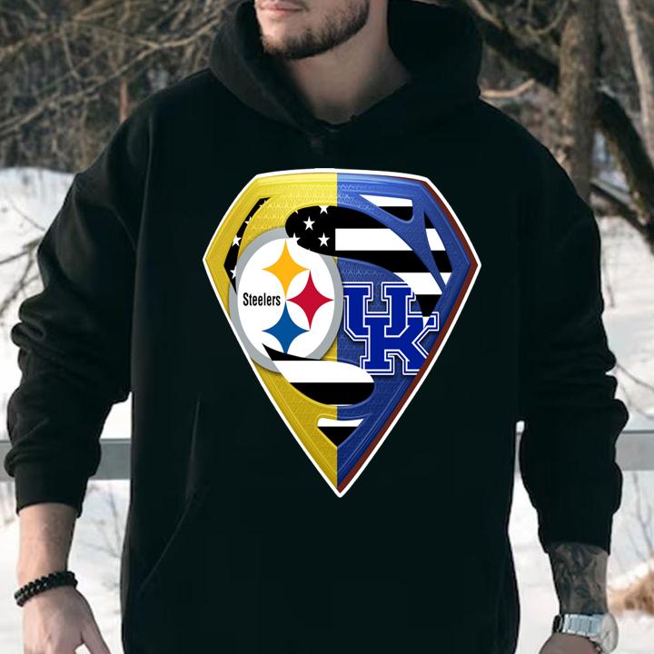 Pittsburgh Steelers And Kentucky Wildcats Superman Logo t-shirt