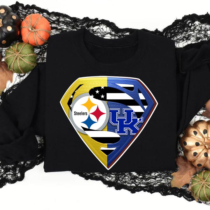 Pittsburgh Steelers And Kentucky Wildcats Superman Logo t-shirt