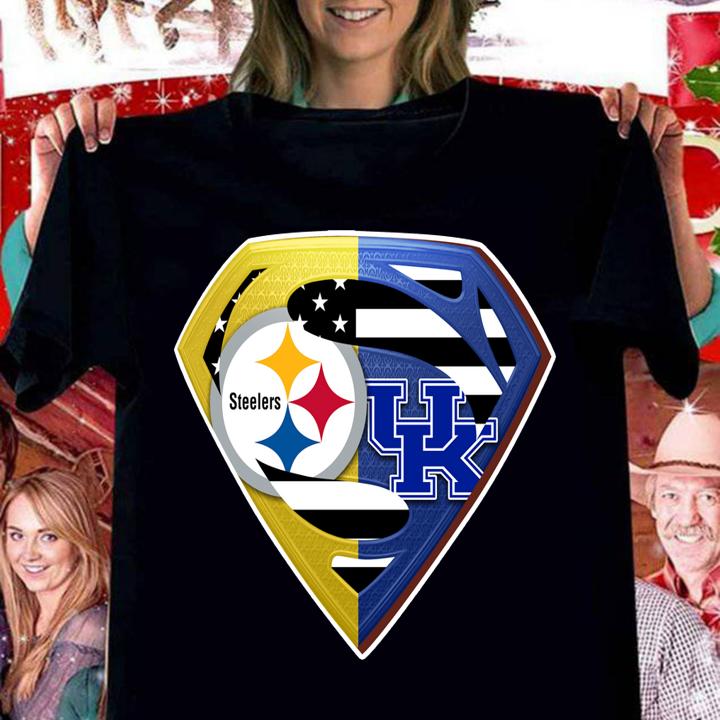 Pittsburgh Steelers And Kentucky Wildcats Superman Logo t-shirt