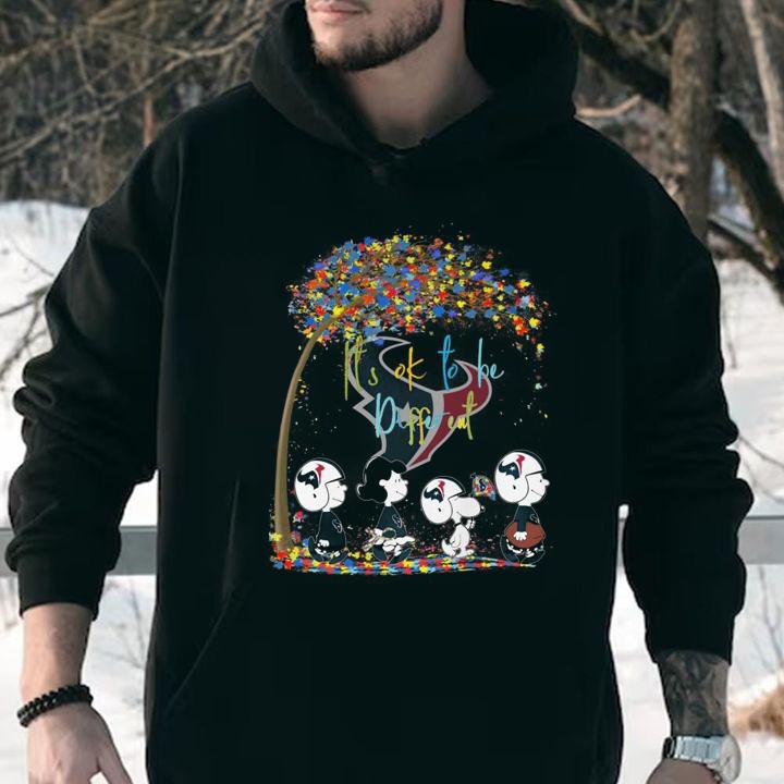 Houston Texans Peanuts Snoopy Autism Awareness its ok to be different t-shirt