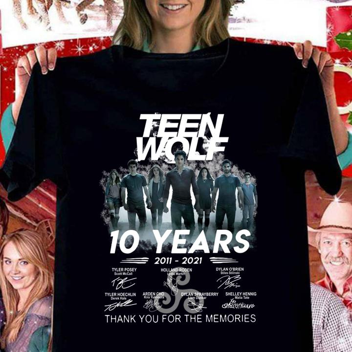 Teen Wolf 10 years 2011-2021 signatures thank you for the memories t-shirt