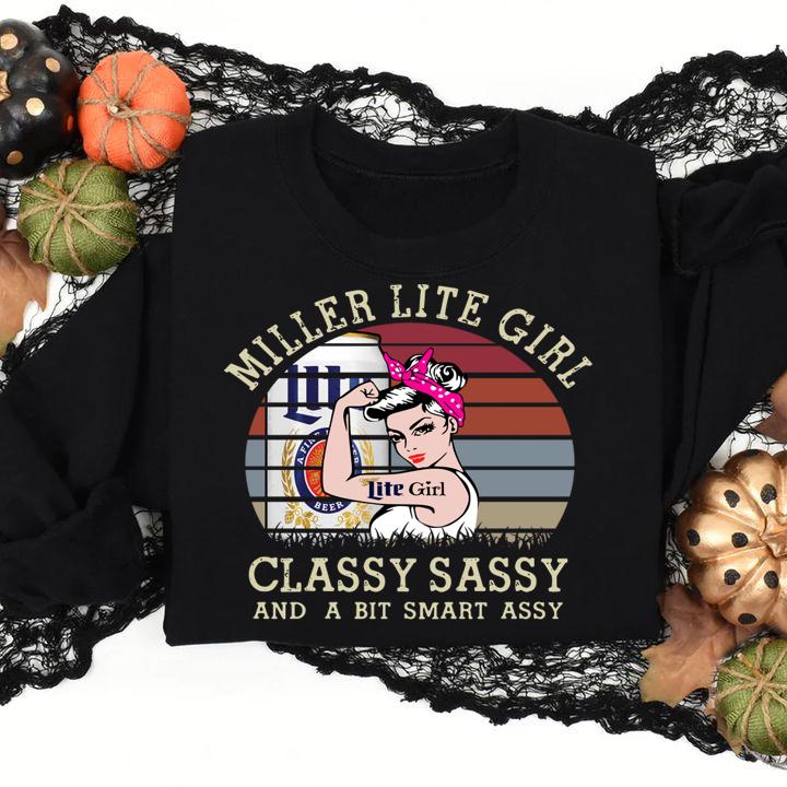 Vintage Miller Lite Girl Classy Sassy And A Bit Smart Assy t-shirt
