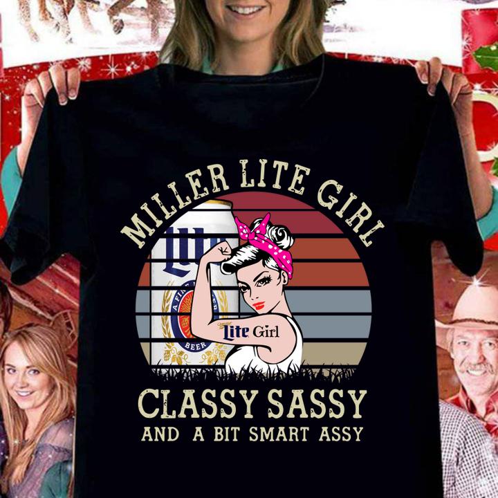 Vintage Miller Lite Girl Classy Sassy And A Bit Smart Assy t-shirt