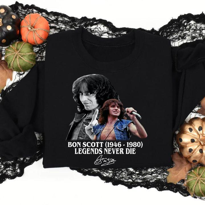 Bon Scott 1946-1980 Legends Never Die Signature t-shirt