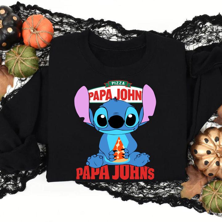 Disney Stitch Papa John Logo t-shirt