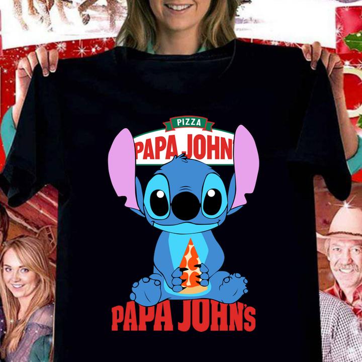 Disney Stitch Papa John Logo t-shirt