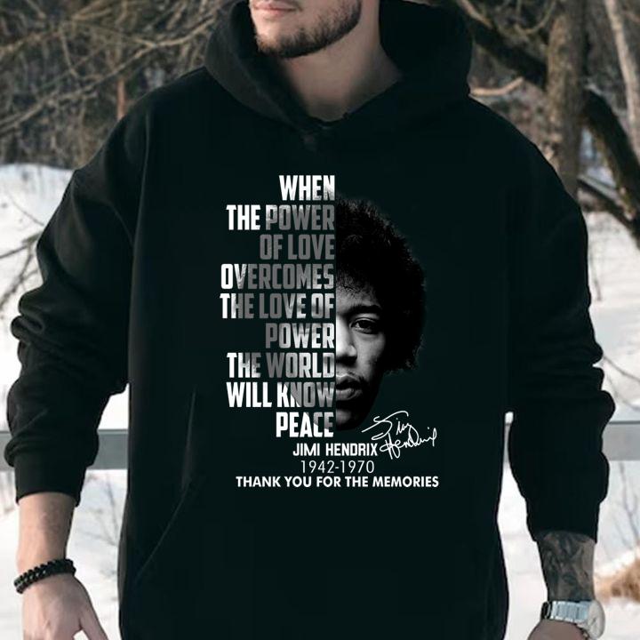 Official Jimi Hendrix 1942-1970 when the power of love overcomes the love t-shirt