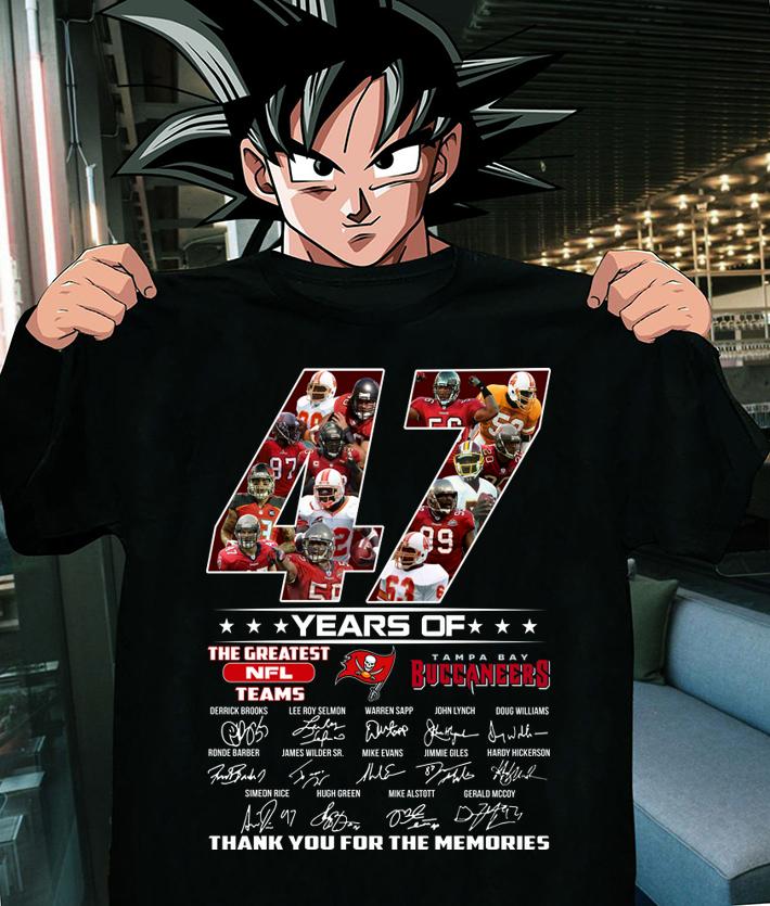Tampa Bay Buccaneers 47 Years Of The Greatest NFL Teams Signed Thank You Memories t-shirt