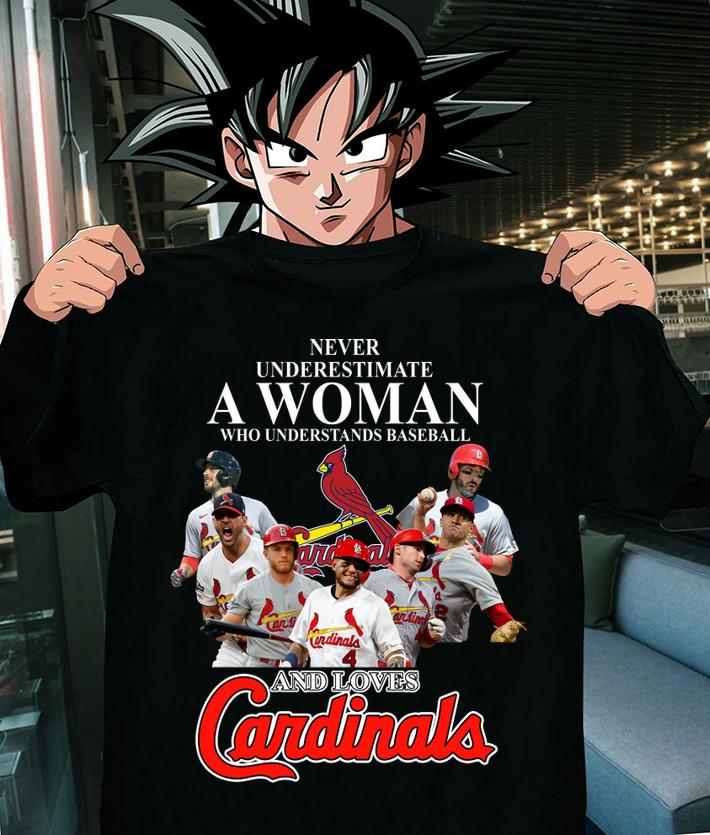 St. Louis Cardinals Never underestimate a woman who understands baseball and loves Cardinals t-shirt