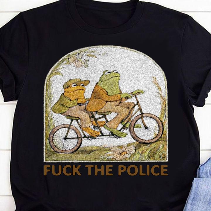 Frog And Toad Fuck The Police Frog On Bicycle t-shirt