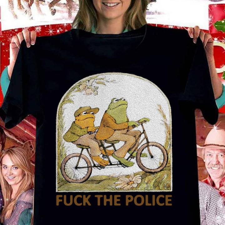 Frog And Toad Fuck The Police Frog On Bicycle t-shirt