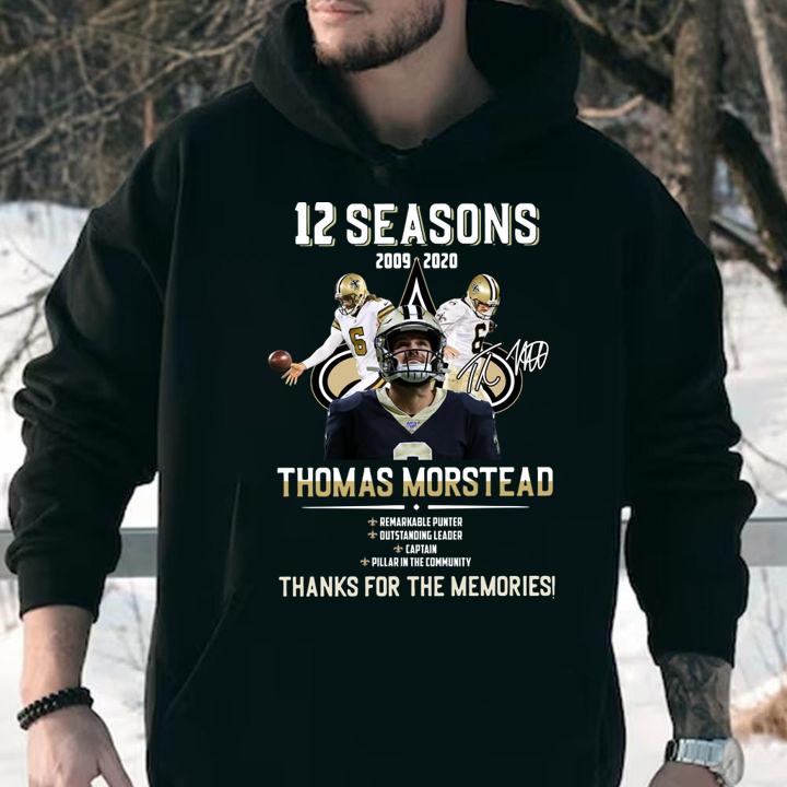 Thomas Morstead 12 Seasons 2009-2020 Signature Thanks For The Memories t-shirt