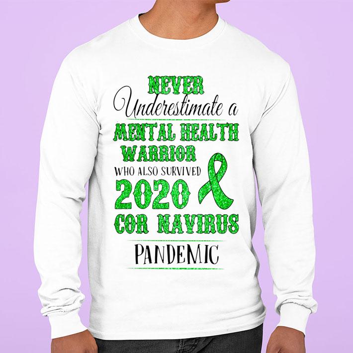 Never Underestimate A Mental Health Warrior Who Also Survived 2020 Coronavirus Pandemic Awareness t-shirt