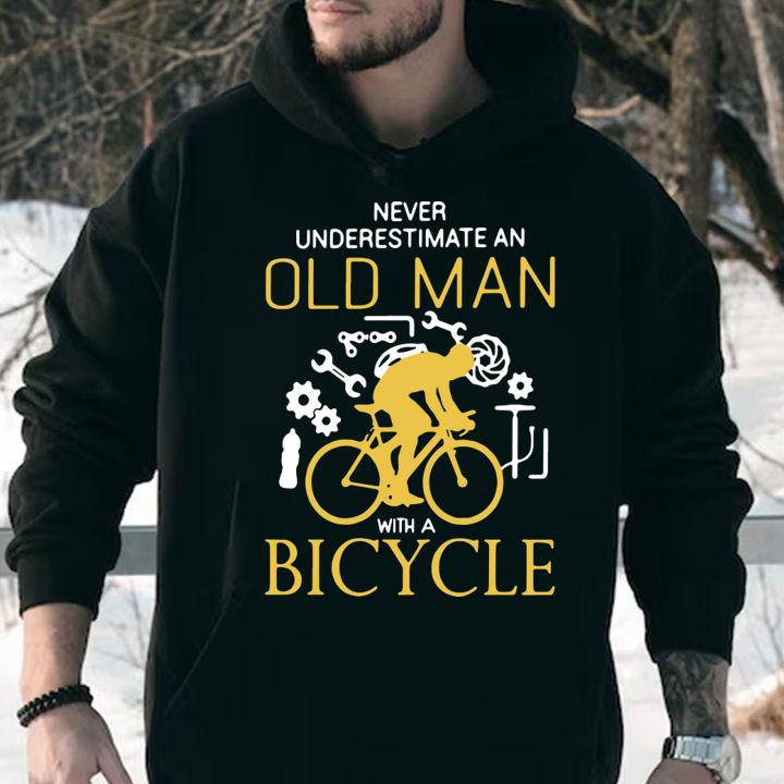 Never Underestimate An Old Man With A Bicycle t-shirt