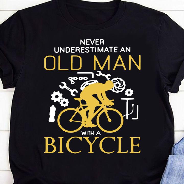 Never Underestimate An Old Man With A Bicycle t-shirt 2