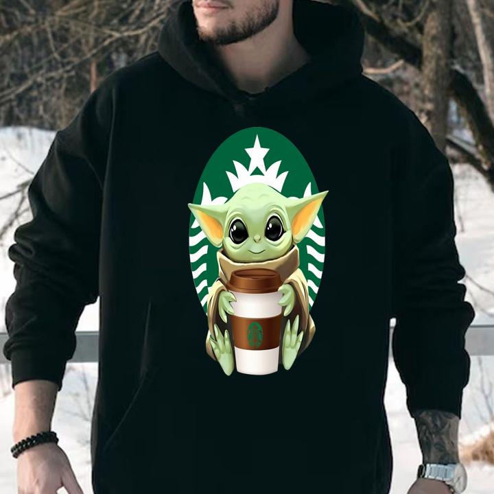 Star Wars Baby Yoda Hug Coffee Starbucks t-shirt