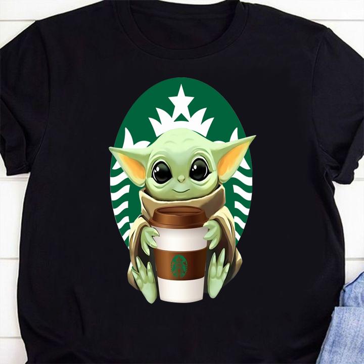 Star Wars Baby Yoda Hug Coffee Starbucks t-shirt
