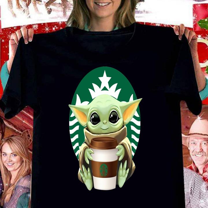 Star Wars Baby Yoda Hug Coffee Starbucks t-shirt