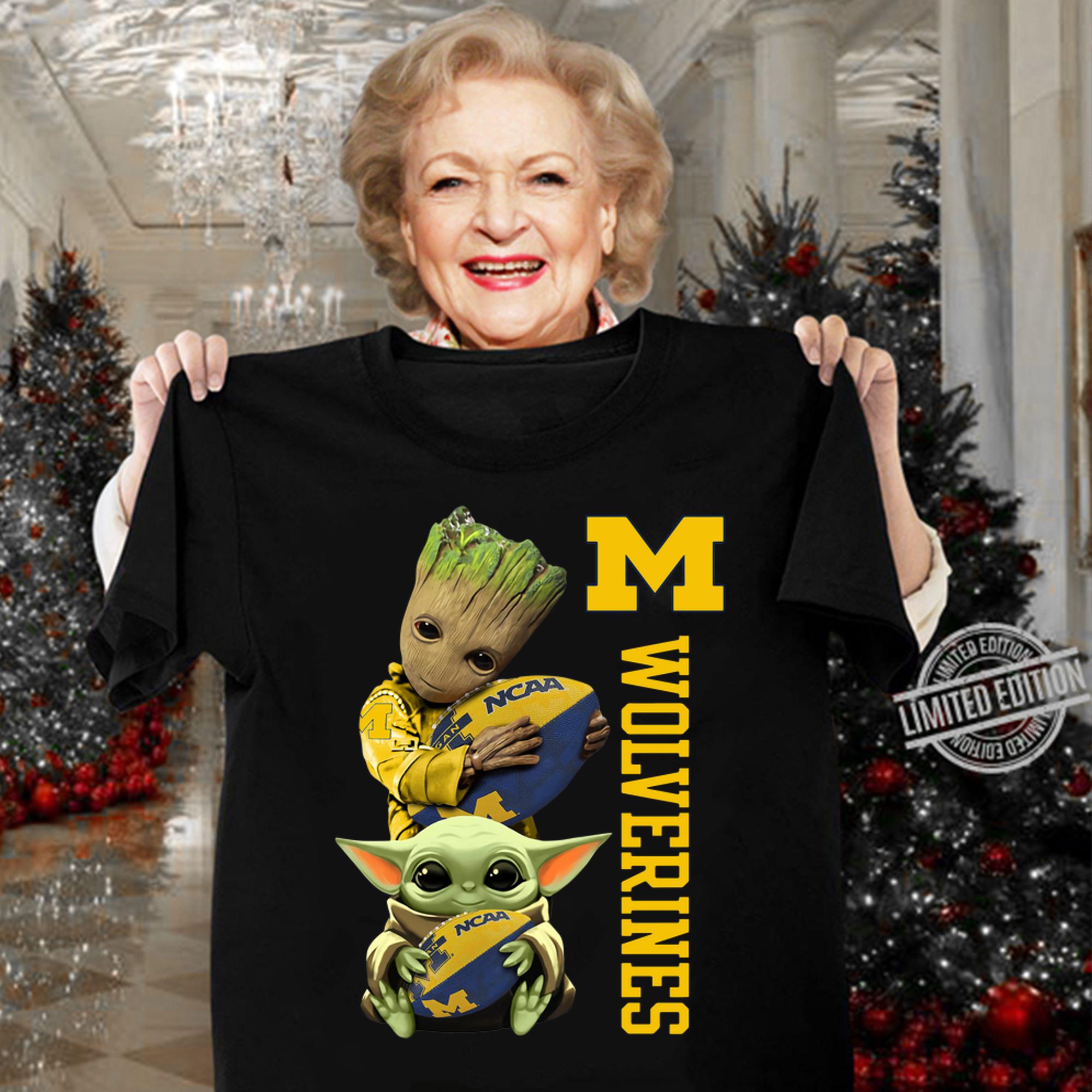 Baby Groot And Baby Yoda Hug Michigan Wolverines Star Wars t-shirt Baby Groot And Baby Yoda Hug Michigan Wolverines Star Wars t-shirt