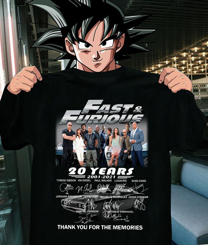 Fast and Furious Season 9 20 years 2001-2021 signatures thank you for the memories t-shirt