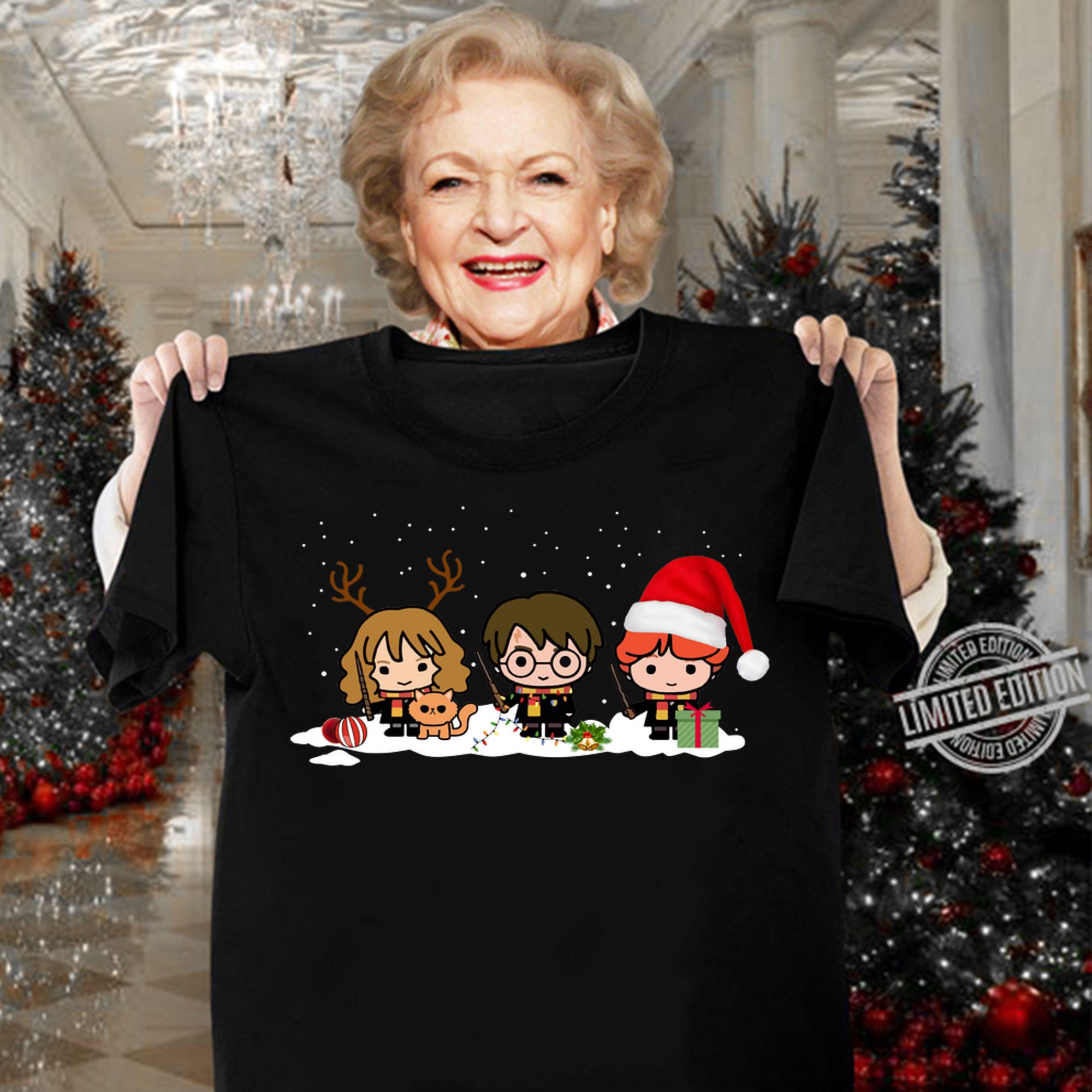Harry Potter Chibi Harry Ron And Hermione Christmas t-shirt