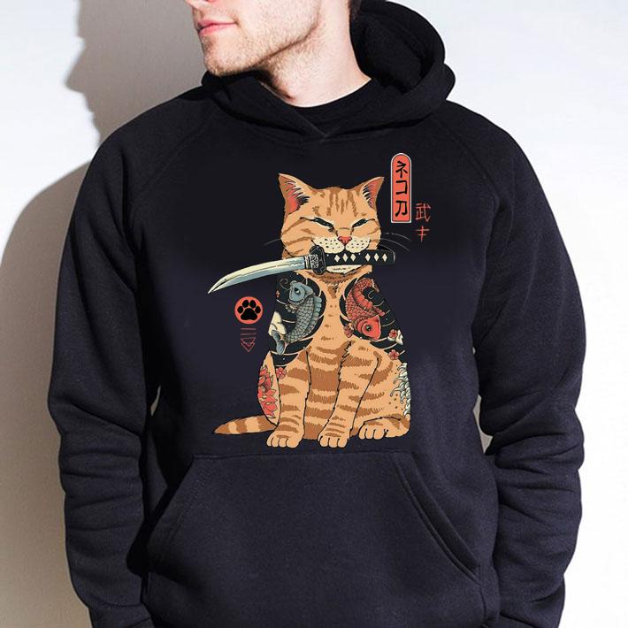 Cat Sitting with Katana Japanese Samurai Cat t-shirt