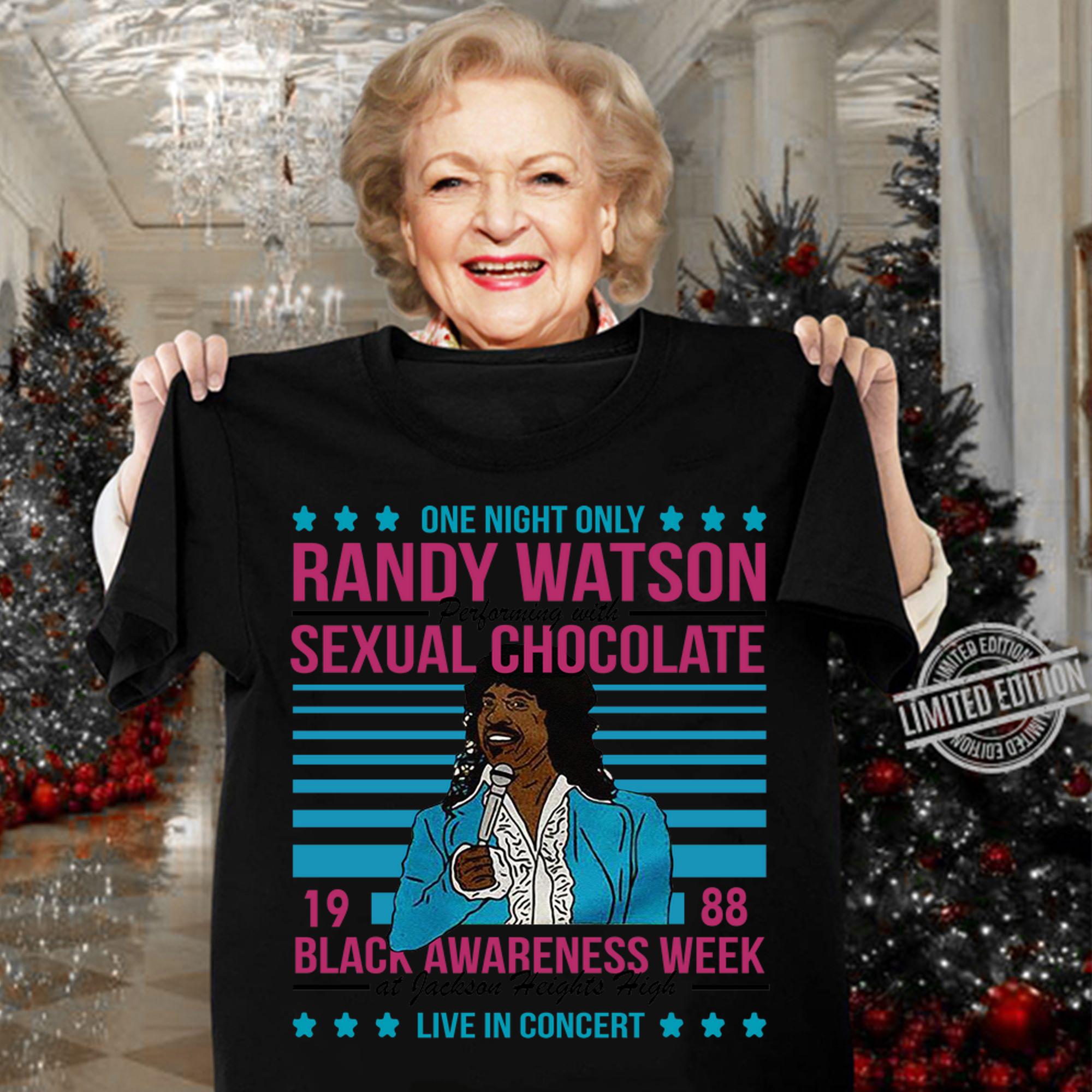 One Night Only Randy Watson Performing With Sexual Chocolate 1988 Black Awareness Week At Jackson Heights High Live In Concert t-shirt