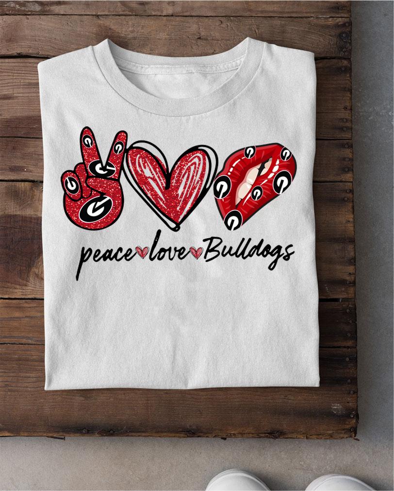 Peace Love And Lips Georgia Bulldogs t-shirt