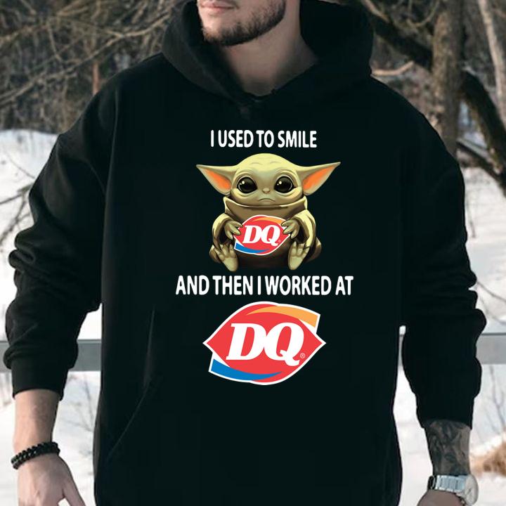 Baby Yoda Hug Dairy Queen And I Used To Smile And Then I Worked At Dairy Queen t-shirt