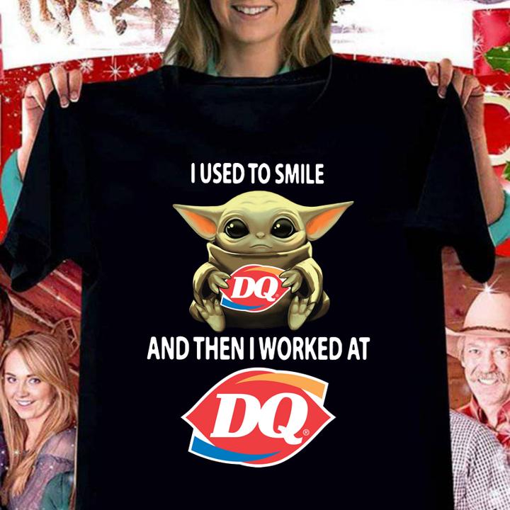 Baby Yoda Hug Dairy Queen And I Used To Smile And Then I Worked At Dairy Queen t-shirt