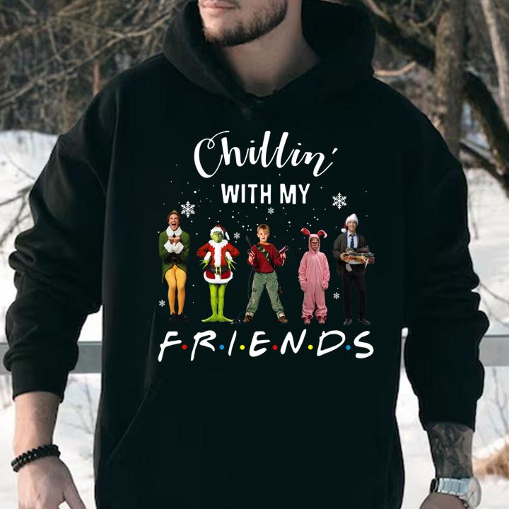 Chillin' with my Friends Grinch Elf Home Alone Characters t-shirt