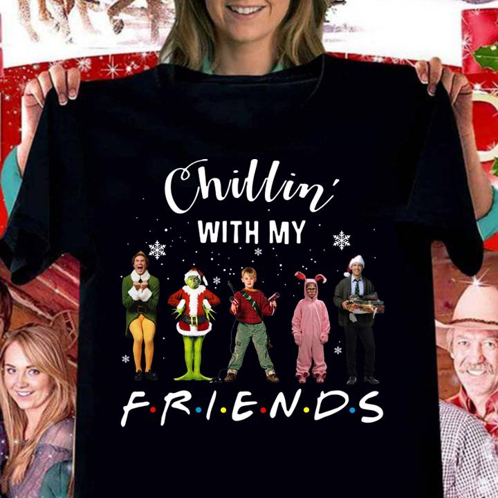 Chillin' with my Friends Grinch Elf Home Alone Characters t-shirt
