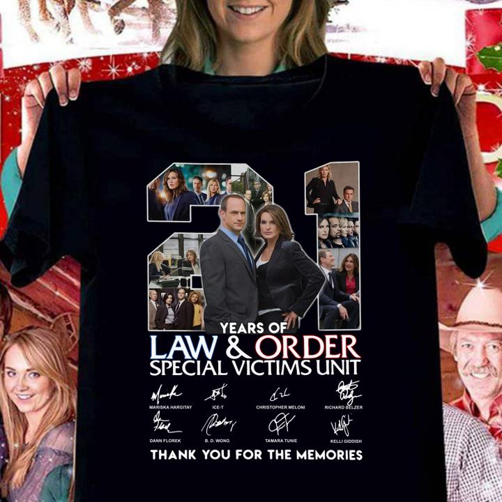 21 years of Law & Order special victims unit signatures t-shirt
