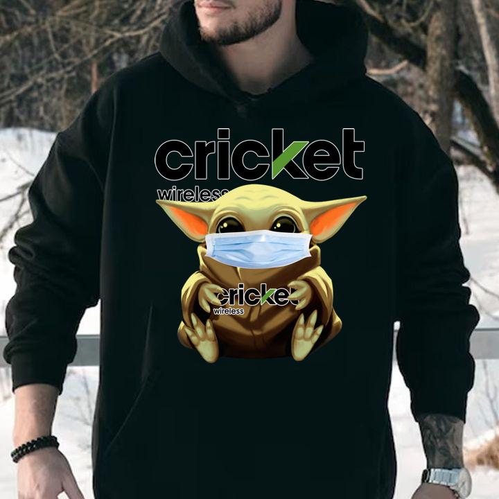Baby Yoda Mask Hugging Cricket Wireless t-shirt