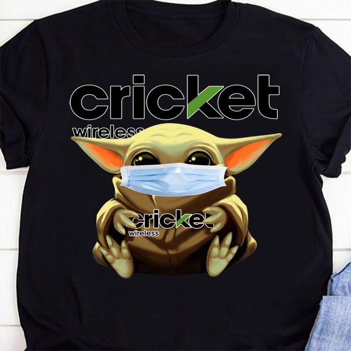 Baby Yoda Mask Hugging Cricket Wireless t-shirt 38 Clothing