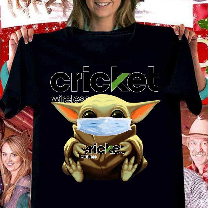 Baby Yoda Mask Hugging Cricket Wireless t-shirt