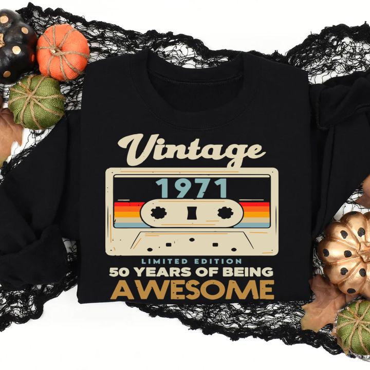 Vintage 1971 Cassette Tape 50 Awesome 50th Birthday Gift t-shirt