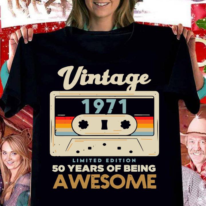 Vintage 1971 Cassette Tape 50 Awesome 50th Birthday Gift t-shirt