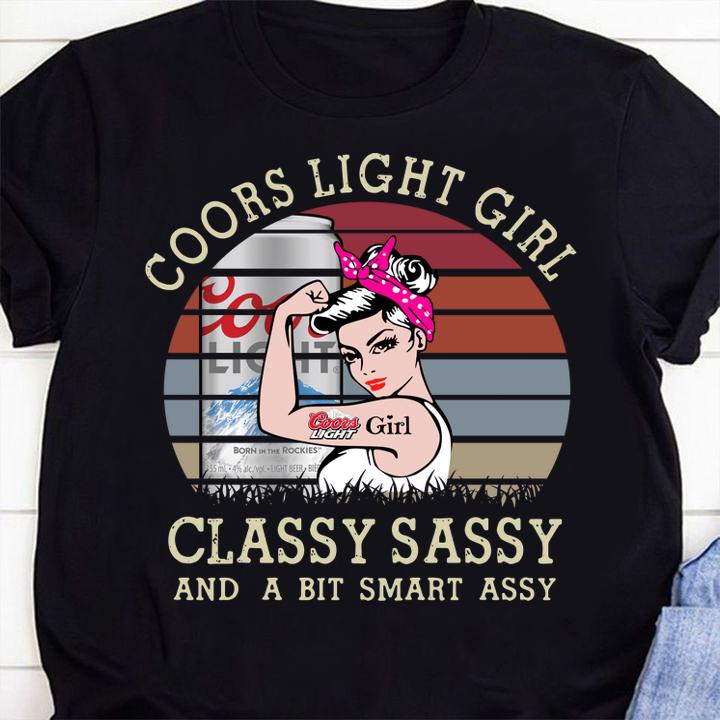 Beer Coors Light girl classy sassy and a bit smart assy vintage t-shirt 23 Clothing